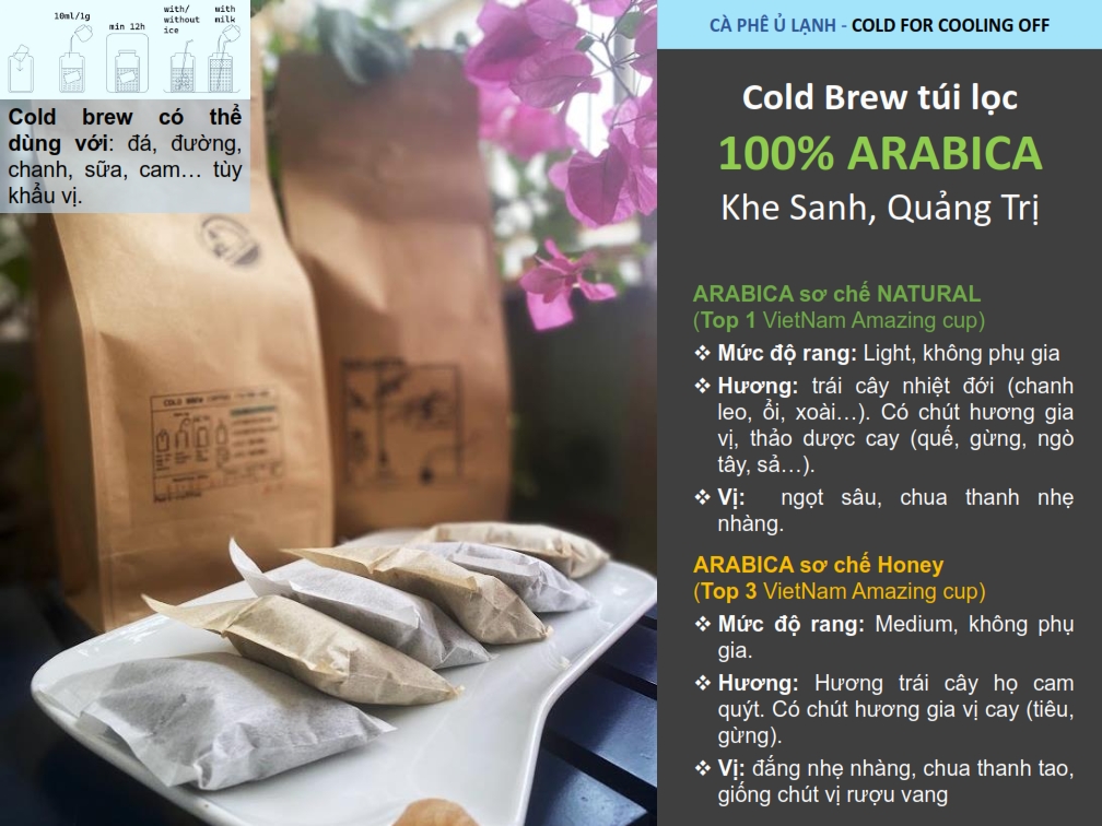Coldbrew túi lọc arabica -khe sanh, quảng trị