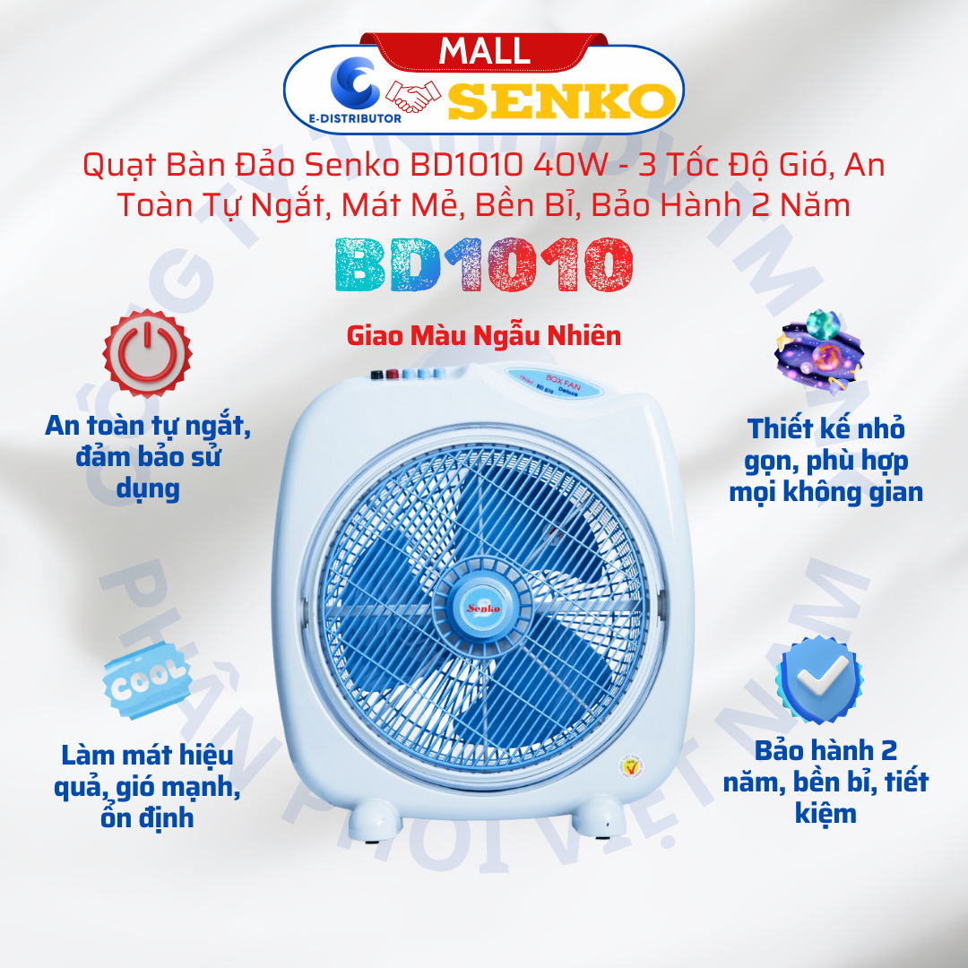 Quạt Bàn Đảo 3 Tấc Senko BD1010 - Công Suất 40w - Hàng Chính Hãng - Bảo Hành 24 Tháng