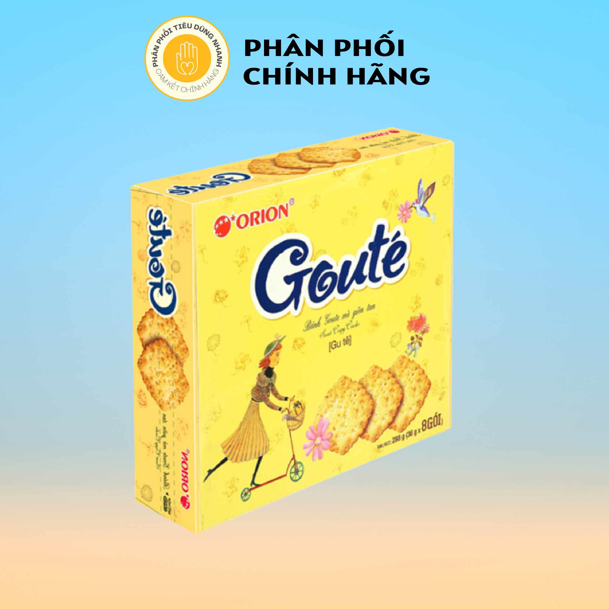 Hộp 8 Gói Bánh Quy Goute Orion Hộp Vàng 39,6g/Gói