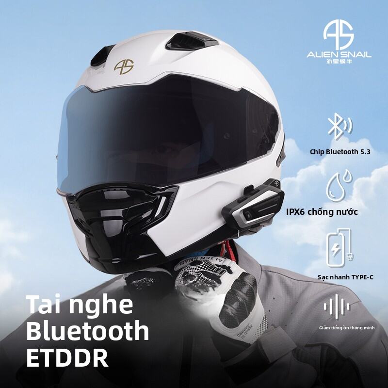 《1120》 Ốc Sên Ngoài Hành Tinh |   Tai nghe Bluetooth mũ bảo hiểm xe máy, giảm tiếng ồn, mặt nạ đầy đủ, nửa mặt, thời lượng pin dài, thiết bị xe máy cho nam giới