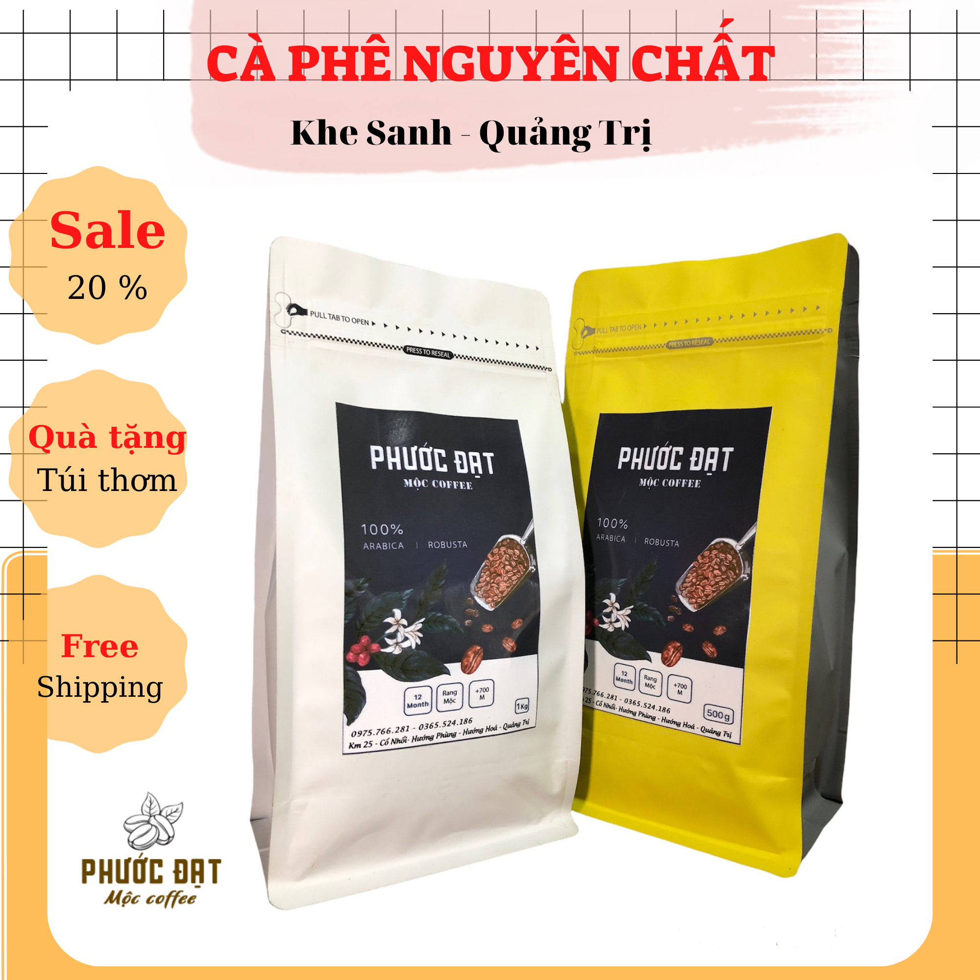 Cà phê rang mộc nguyên chất 100% - Sự kết hợp giữa Arabica + Robusta