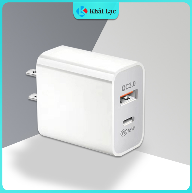 Củ sạc 2 cổng qc3.0/pd 18w - tích hợp cổng sạc nhanh type c cho ip 8 trở lên