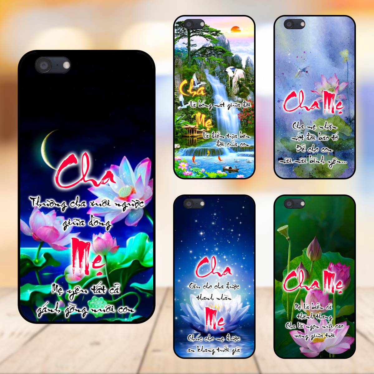 Ốp lưng điện thoại Oppo A71 viền đen Thư Pháp Cha Mẹ Phong Thuỷ