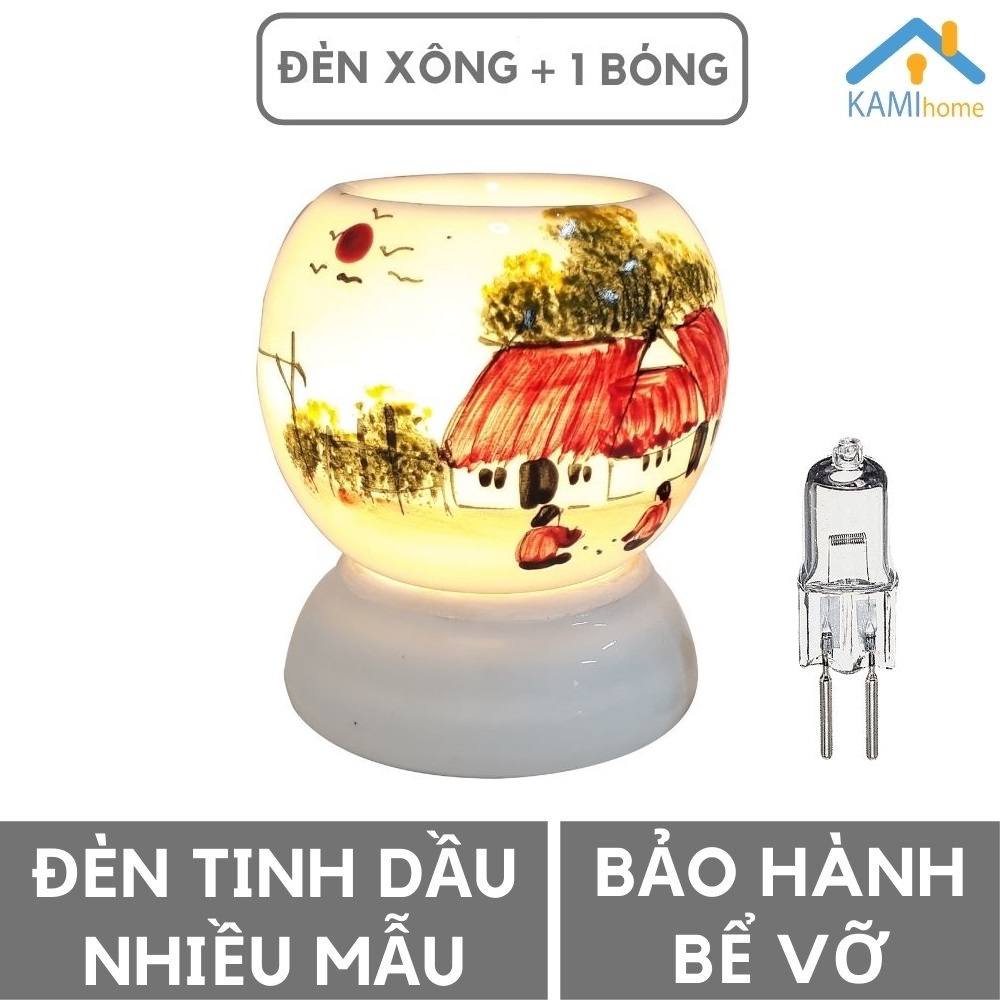 Đèn xông tinh dầu bằng điện hình tròn Tặng kèm Bóng Chọn Mẫu khử mùi thơm phòng và đuổi muỗi chất liệu gốm sứ Bảo hành giao hàng bể vỡ mã 25000