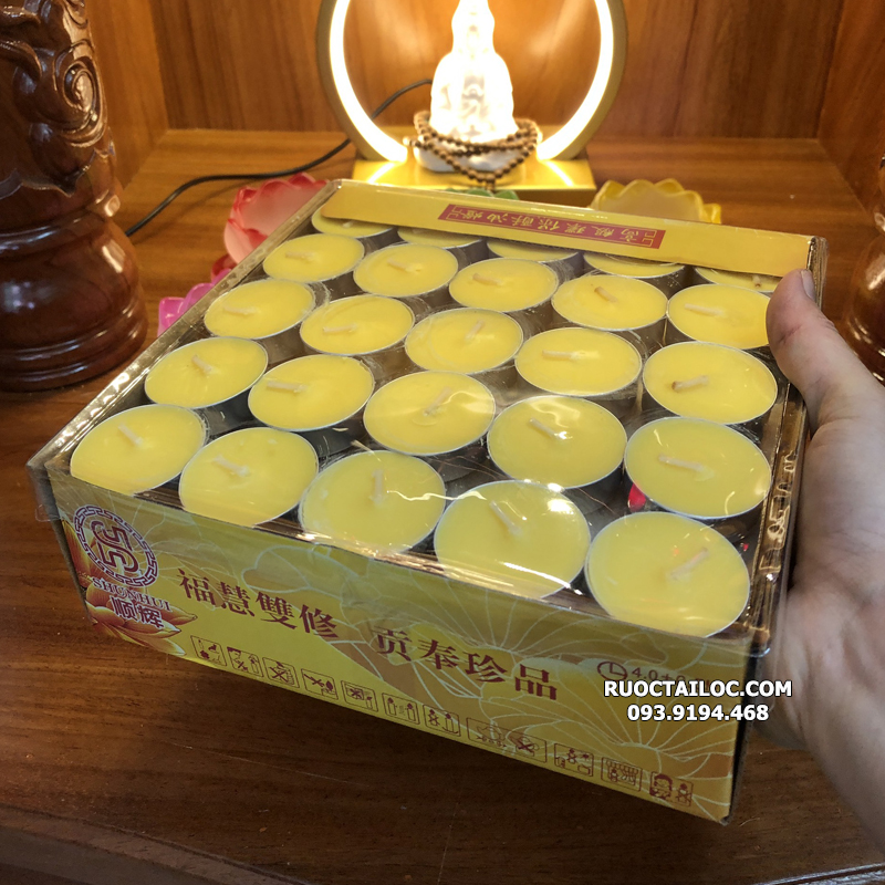 Hộp 100 viên nến tealight đốt cháy 4-5 tiếng 2 màu đỏ và vàng giao màu ngẫu nhiên