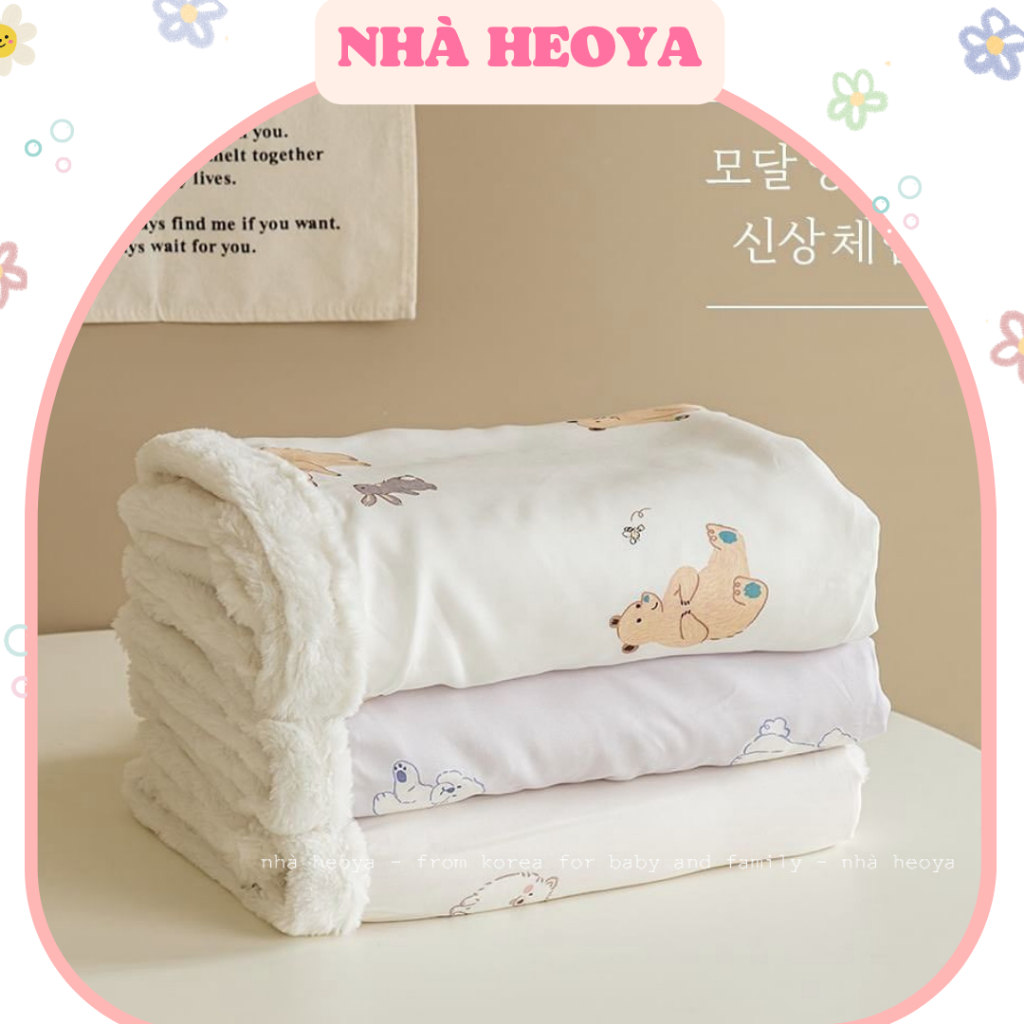 Chăn lông tuyết donodono hàn quốc 2 mặt dành cho bé chính hãng