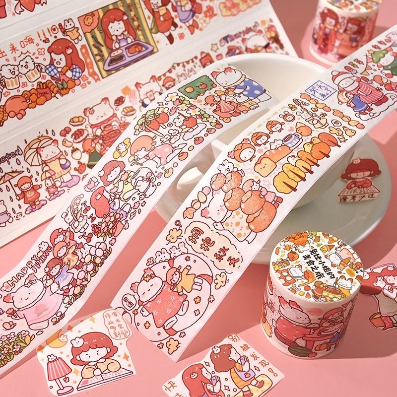 Bán Cuộn Washi Tape họa tiết TELADO siêu dễ thương trang trí sổ tay Băng  dính washi sticker bản to in hình cô bé xinh xắn dán sổ lưu niệm Băng keo