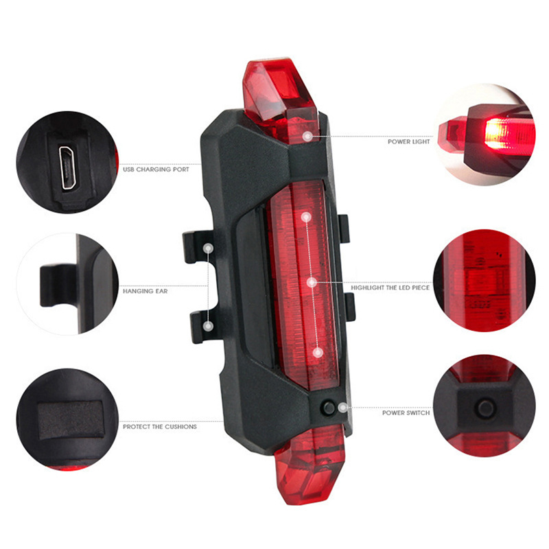 Đèn LED xe đạp cảnh báo phía sau giúp đạp xe an toàn trong đêm, đèn 4 chế độ nháy