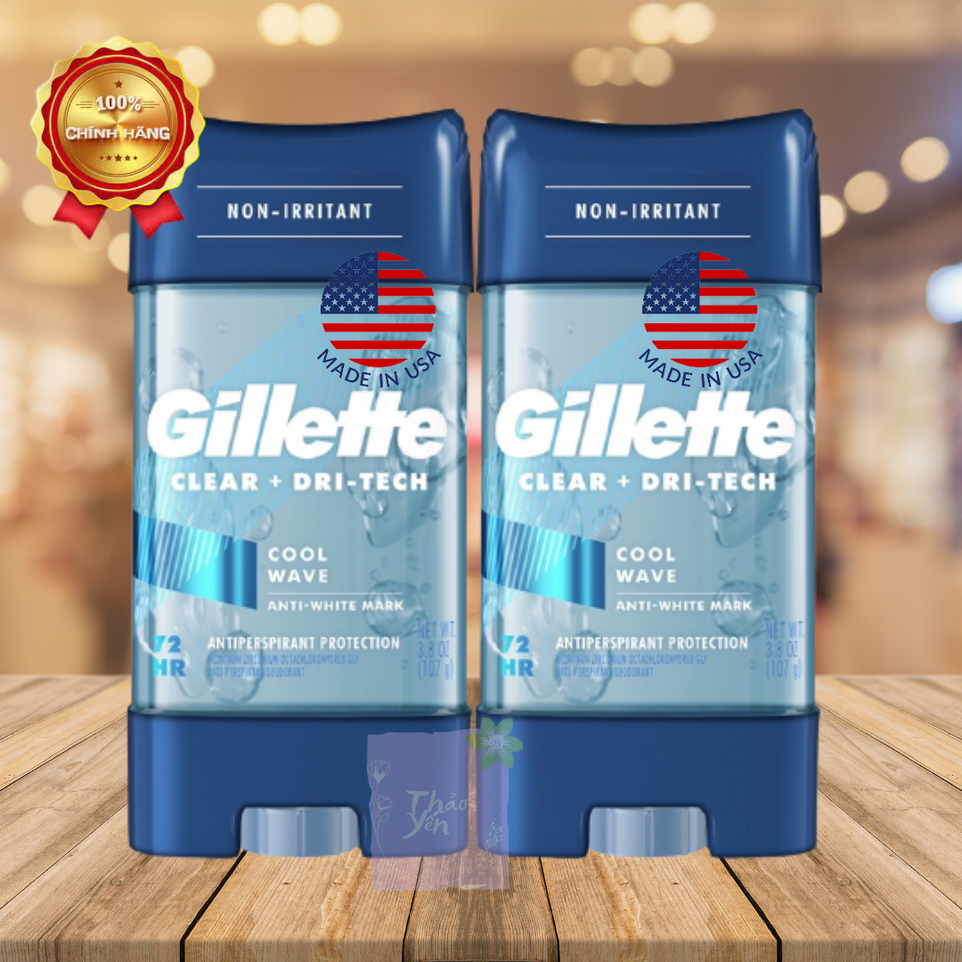 Lăn nách cho nam gillette clear gel cool wave 107g thơm mát 48h