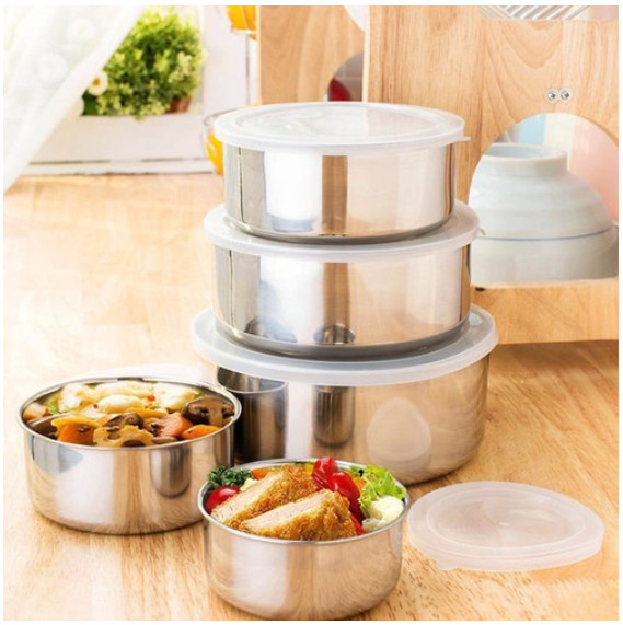 Bộ thố lạnh inox 5 món Bộ 5 hộp đựng thực phẩm inox có nắp đậy