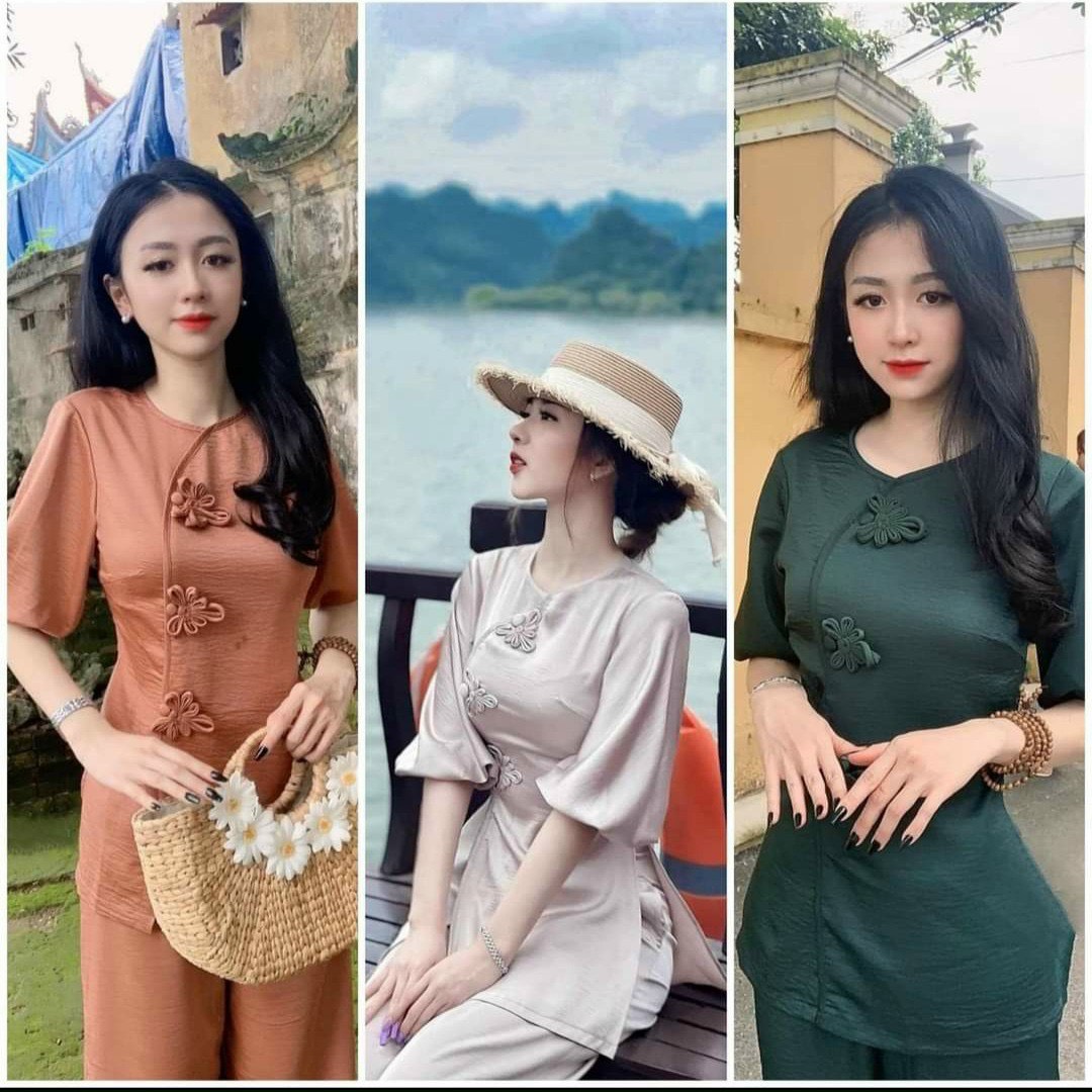 Đồ lam đi chùa cao cấp#mẫu lụa tay phồng# đồ lam kn giảm 20%
