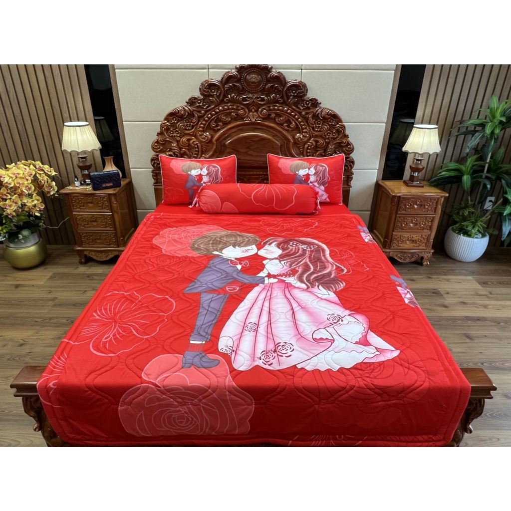 Bộ ga gối thun ý mát lạnh 5D cao cấp