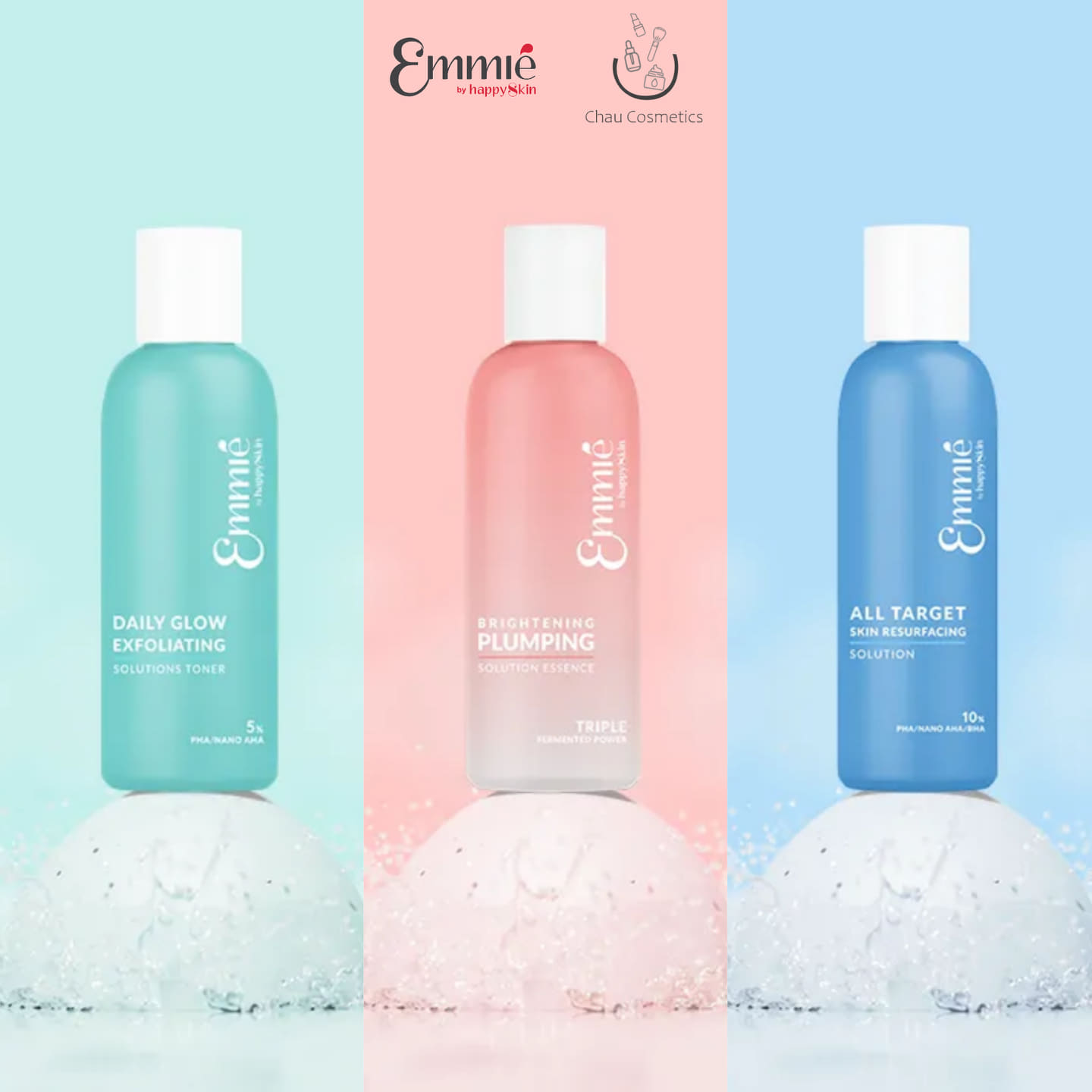 Nước thần và Dung dịch tẩy tế bào chết và tái tạo bề mặt da căng mọng PHA/NANO AHA/BHA Emmié Emmie by happy Skin toner Happyskin