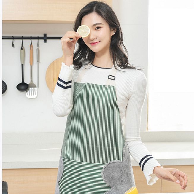 [LOẠI DÀY] TẠP DỀ NẤU ĂN PHONG CÁCH HÀN QUỐC CÓ TÚI ĐỰNG ĐIỆN THOẠI TIỆN LỢI - TẠP DỀ KẺ SỌC THỜI TRANG CHỐNG THẤM NƯỚC CHỐNG BÁM BẨN CỰC TỐT