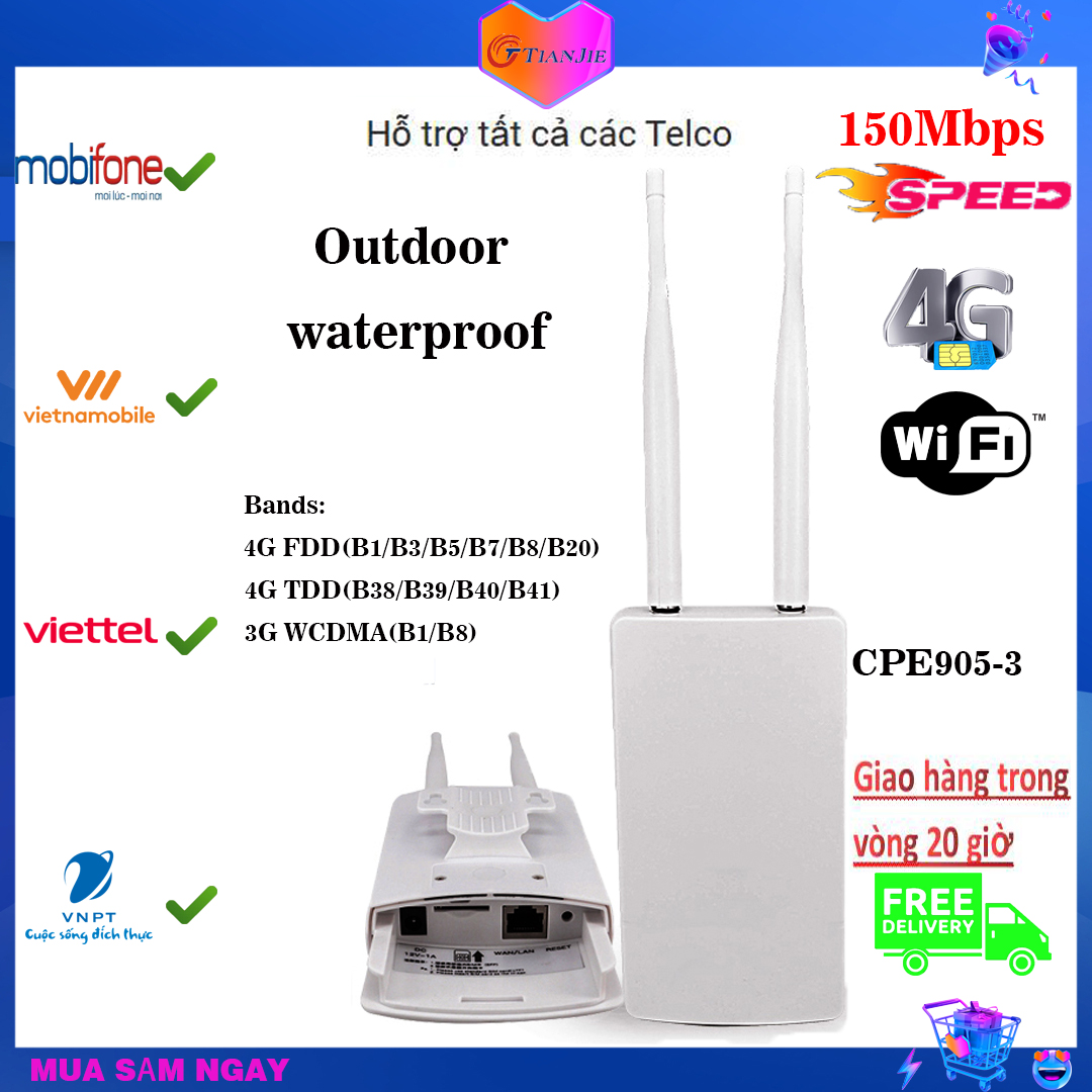 phát wifi 4g, LTE wifi router, bộ phát wifi từ sim 4g, Ngoài trời không thấm nước wifi không dây 150Mbps