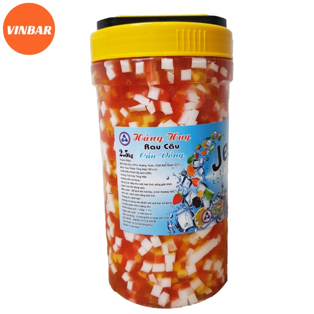 Thạch trái cây cầu vòng,3D hàng huy douxian 2,5kg nguyên liệu trà sữa