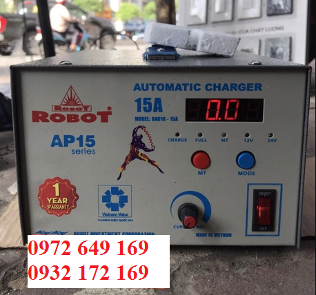 Sạc bình ắc quy tự động 15a robot, sạc tự động robot 15a new 2022