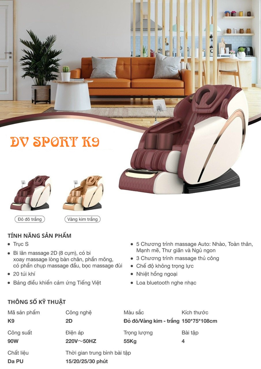 Ghế massage dv sport k9. công nghệ nhật bản