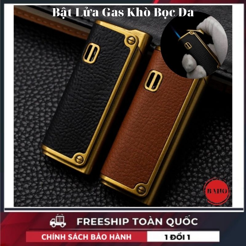 Bật lửa hột quẹt gas khò bọc da lửa 1 tia cực mạnh bật lửa sưu tầm độc lạ