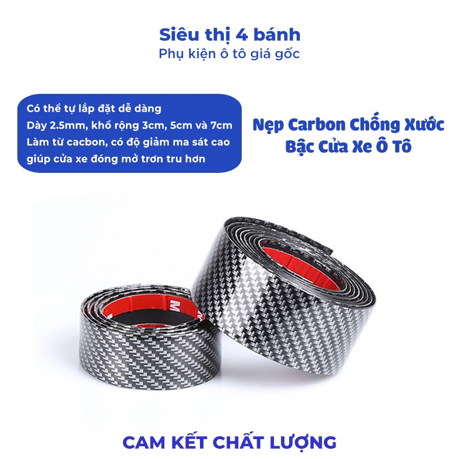 Nẹp cacbon dán viền xe ô tô chống xước bậc lên xuống, cốp xe ô tô