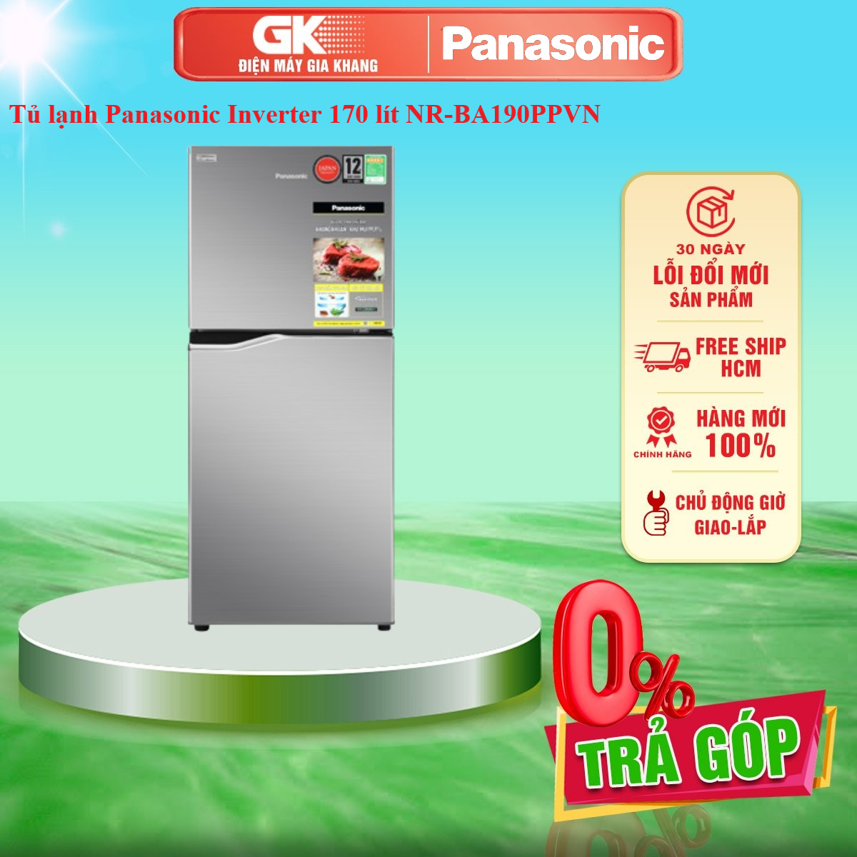 Tủ lạnh Panasonic Inverter 170 lít NR-BA190PPVN - Miễn phí vận chuyển HCM - GIAO TOÀN QUỐC - FREESHIP HCM