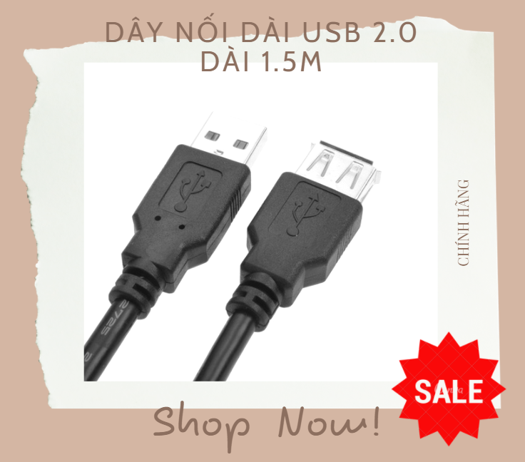 Dây nối dài usb 2.0 dài 1.5m - hàng chính hãng