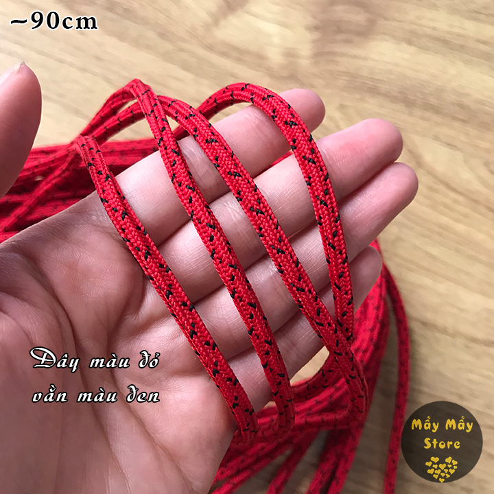 Dây giày màu đỏ vằn màu đen dài 90cm
