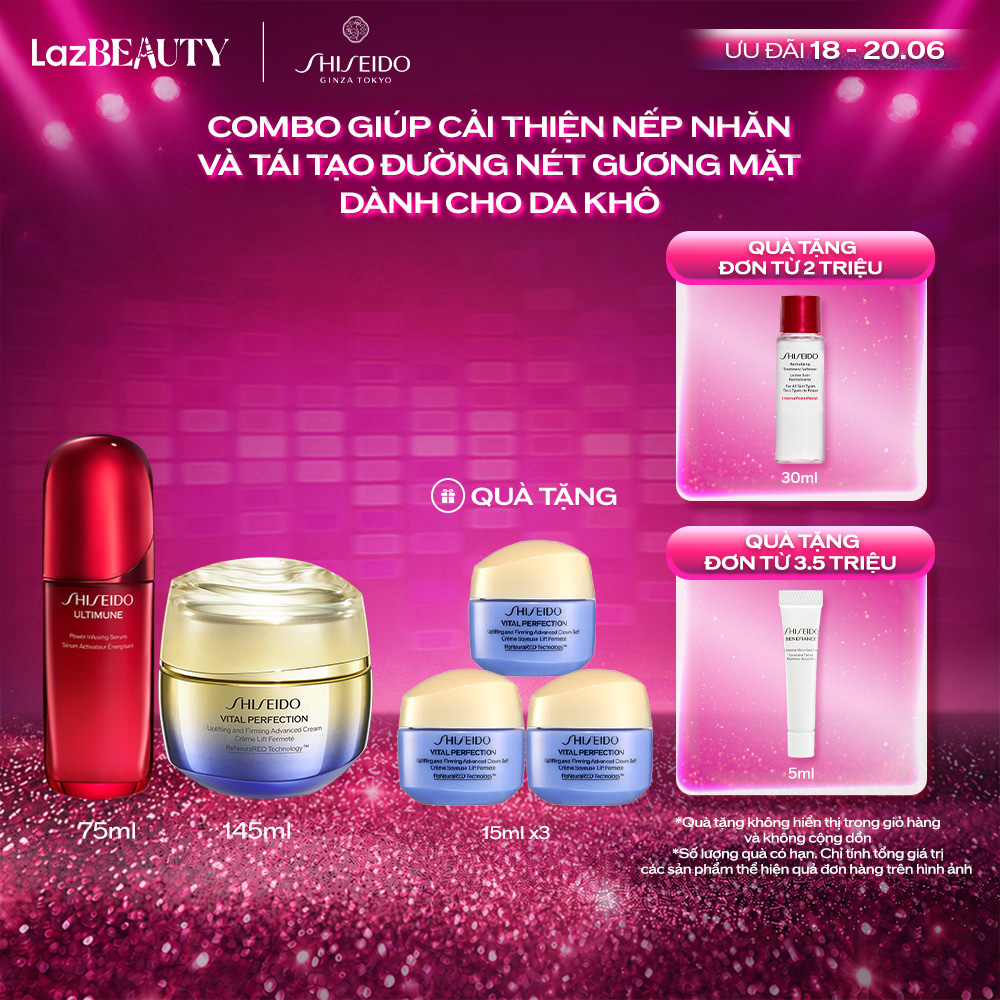 Combo Tinh Chất Serum 75ml  Kem dưỡng Vital Perfection Uplifting and Firming Advanced Cream 50ml