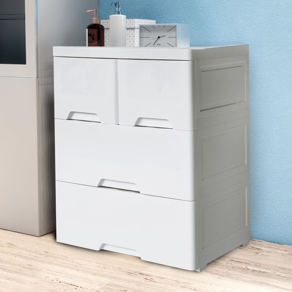 Homebase stacko tủ nhựa 3 tầng có bánh xe c70.5xr58xs40cm màu trắng