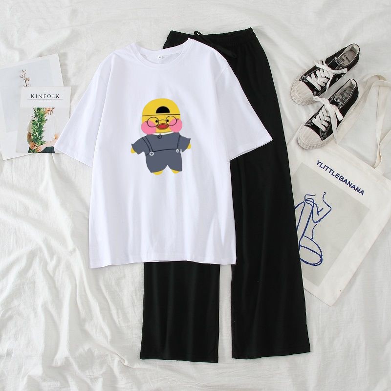 [HAN HAN SHOP 277] Sét Bộ Đồ Nữ Mặc Đi Chơi, Dự Tiệc Mùa Hè, Áo Phông Cotton Mát Mịn In Baby Is Love Kèm Quần Rộng Sạn - KA01