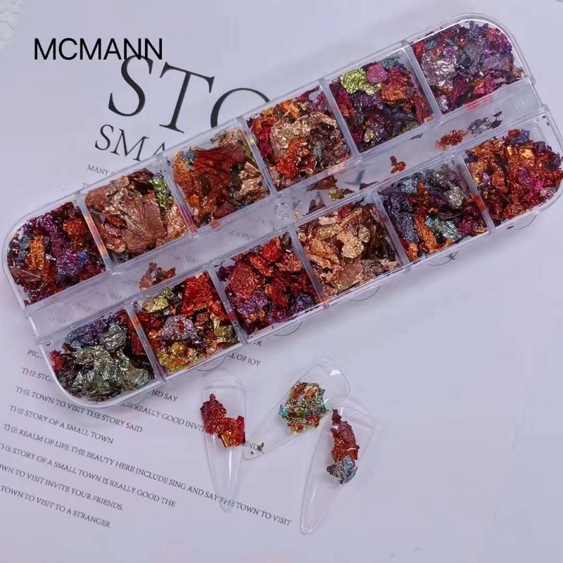 Giấy bạc nhúng tone đỏ sét 12 ô - Kitty Nails Supply