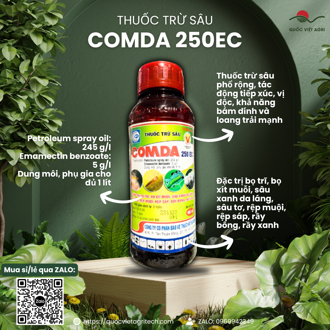  Thuốc trừ sâu COMDA 250EC  chai 400ml  - Emamectin benzoate 5g l Trị bọ trĩ bọ xít rệp sáp rầy xanh 