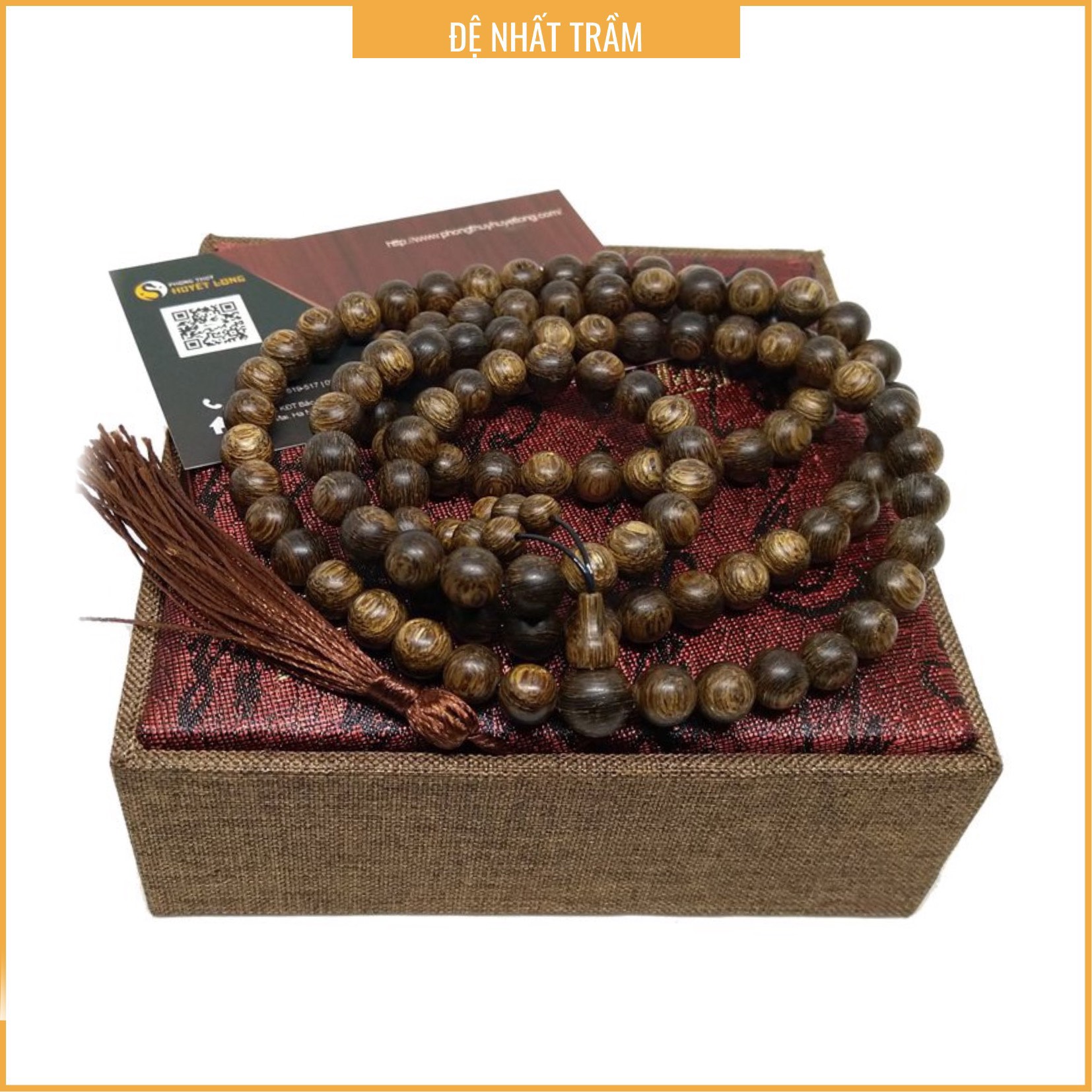 Chuỗi Trầm Hương Sánh Chìm Cao Cấp 108 Hạt 8 Ly - Chuỗi Trầm Hương Phong Thủy - Chuỗi Trầm Thơm Ngọt