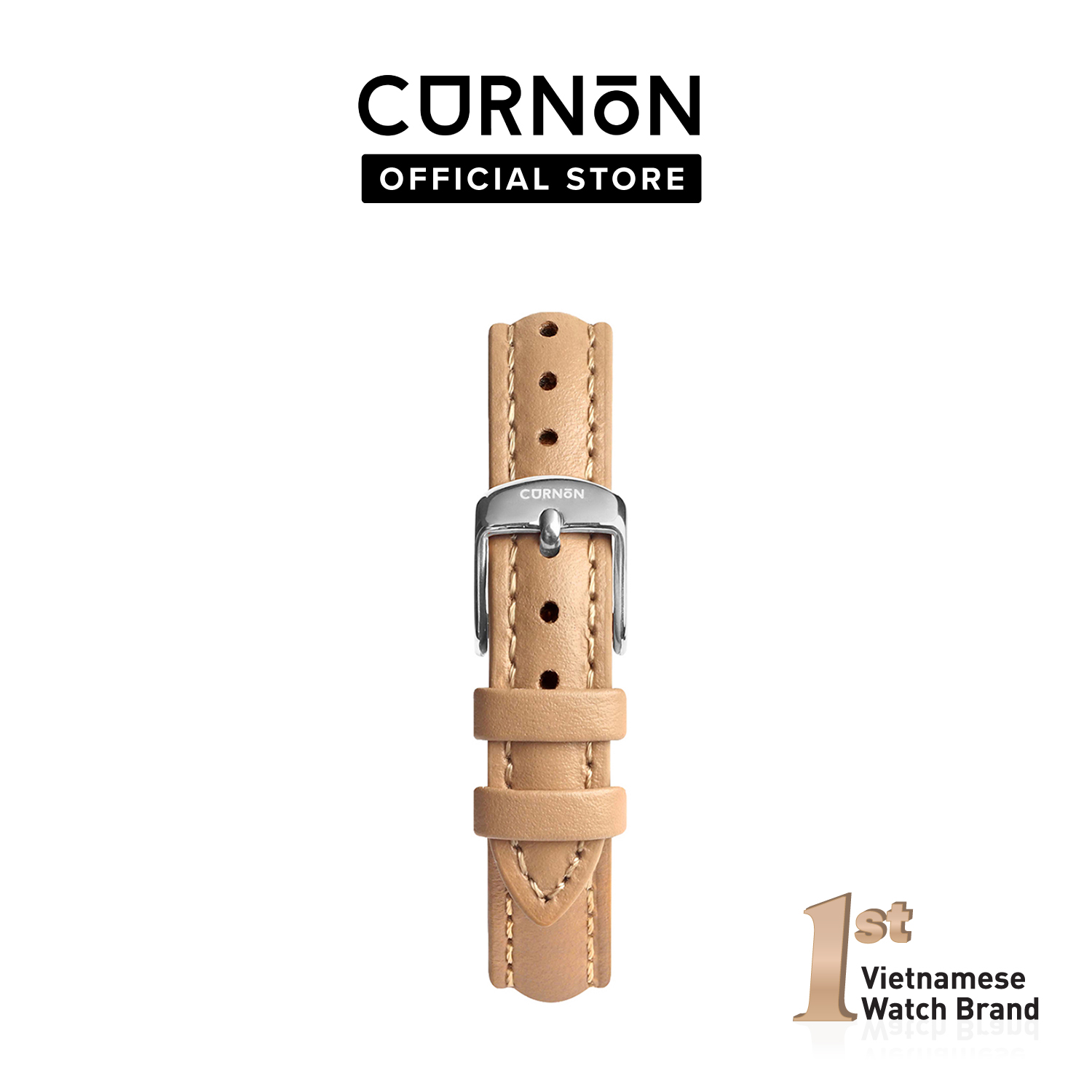 Dây da đồng hồ Curnon Moraine màu Caramel 12mm dễ dàng tháo lắp - Hàng chính hãng