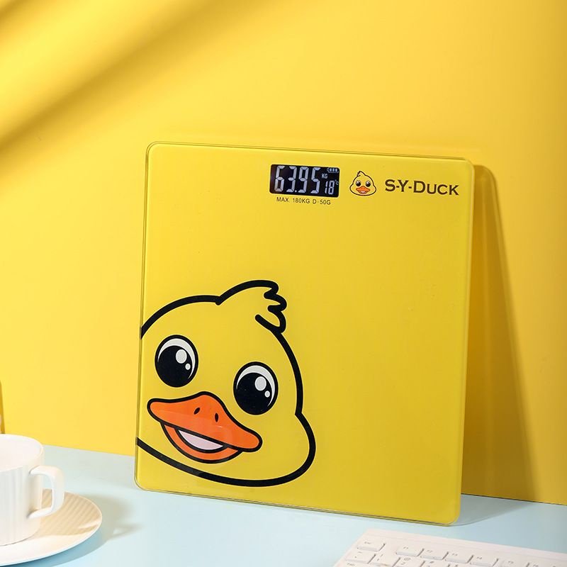 Cân điện tử hình con vịt vàng xinh xắn tặng kèm pin - Cân con vịt vàng có màn hình led kính cường lực theo dõi sức khoẻ