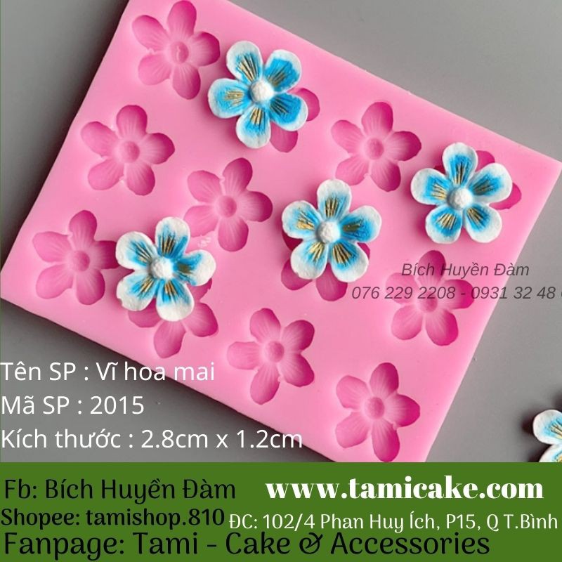 Khuôn silicon hoa mai đổ rau câu, socola, nhấn xôi hoa đậu, fondant