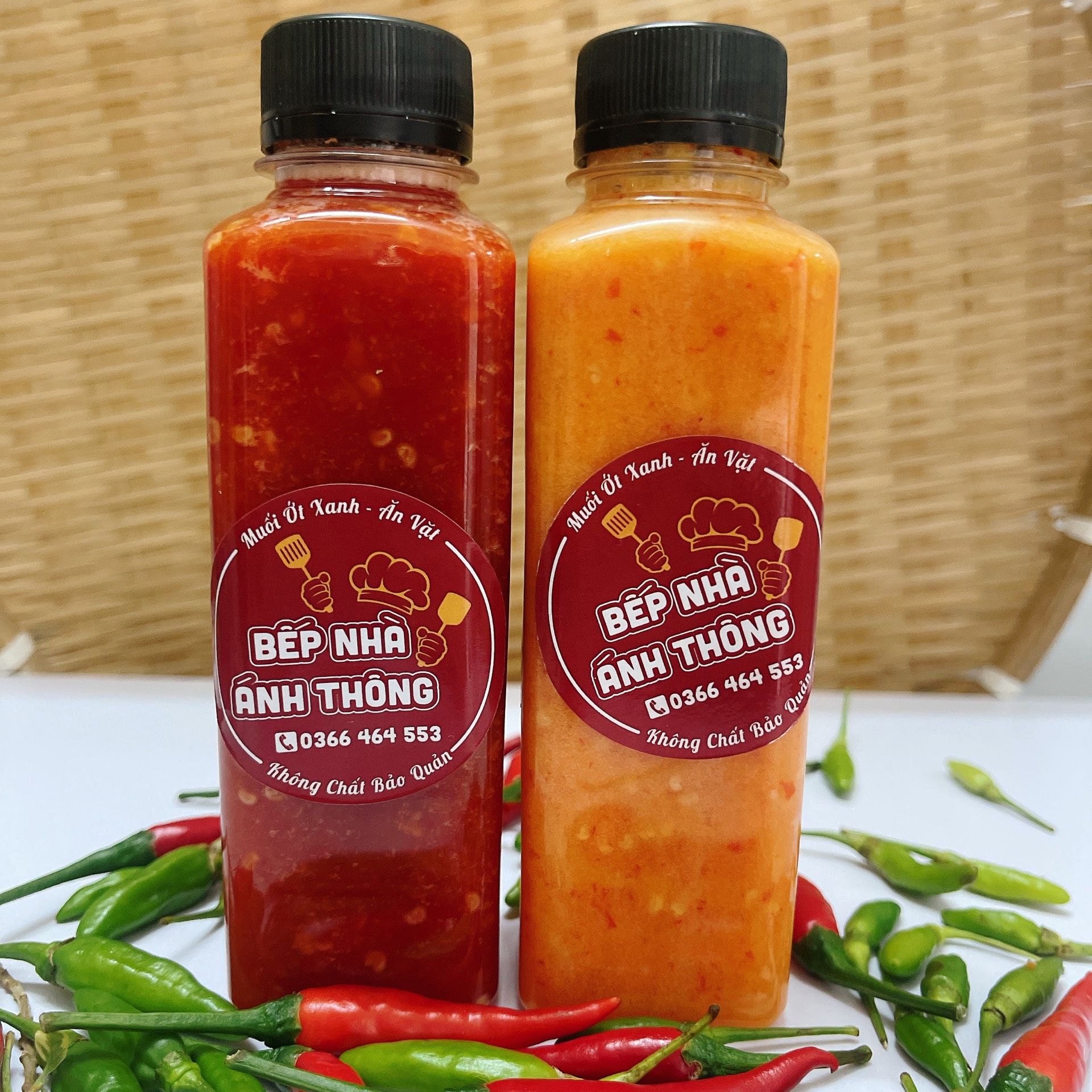 Combo sốt thái muối ớt đỏ chuẩn vị 250ml sốt thái+250ml muối ớt đỏ -không chất bảo quản