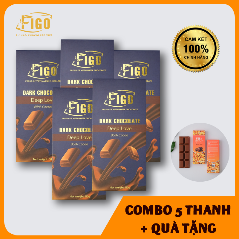 [Chính hãng] Dark Chocolate 80% Cacao Almond, Socola đen nhân Hạt Hạnh Nhân Figo ăn giảm cân thanh 50gr
