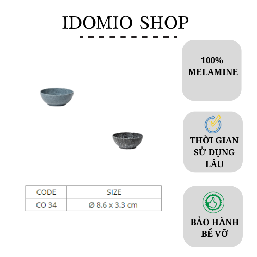 5 Chén Chấm Nhựa Melamine Vân Đá Xanh/Đen