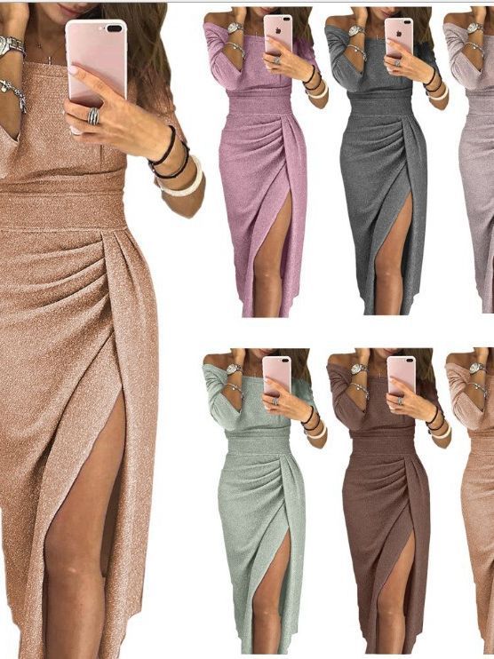 2024eBay Váy Liền Một Đường Xẻ Hông Nữ Váy ĐầM Dạ HộI Sáng Bóng Váy Dạ Hội   Không Trong Suốt