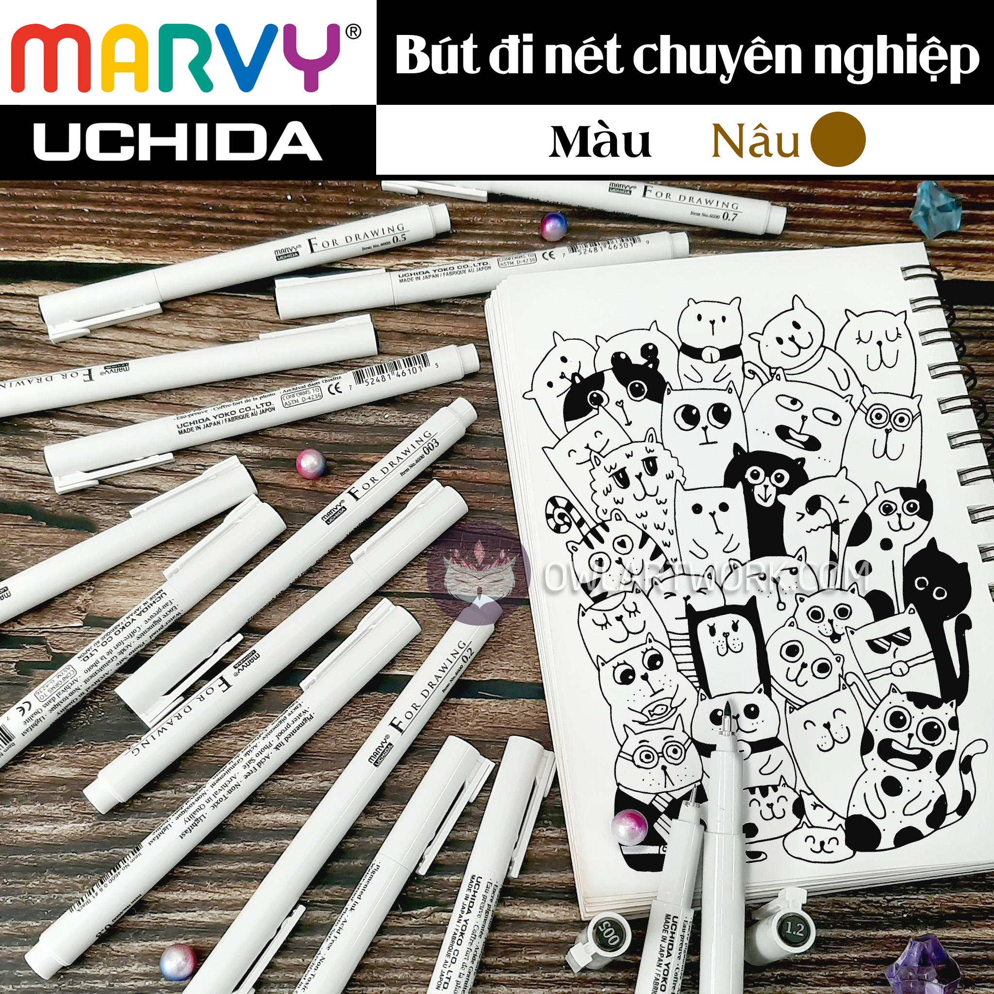 [HCM]Bút Vẽ MÀU NÂU Marvy Uchida Đi Nét Chuyên Nghiệp