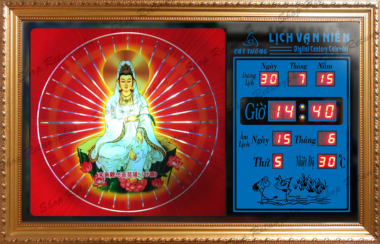 Đồng hồ Lịch Vạn Niên điện tử treo tường - Quan Am 55606_Có 2 Loại (Không Remote Đèn Và Có Remote Đèn)