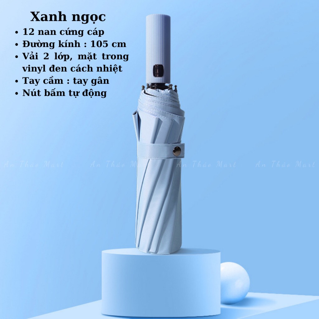 Ô che mưa tự BUNG 12 nan cao cấp, dù đi nắng chống tia UV tự động mở và gấp gọn tiện lợi