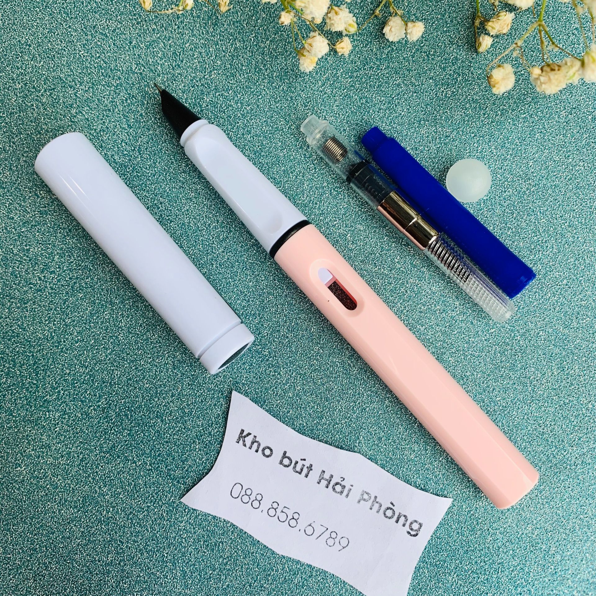 Bút máy xoá được 858ngòi mài êm trơn. FULL phụ kiện. ống mực xanh + pitton + tẩy + ngòi mài êm