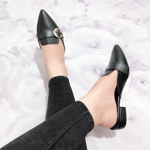 [HCM]Dép bít mũi nữ đính khóa vuông