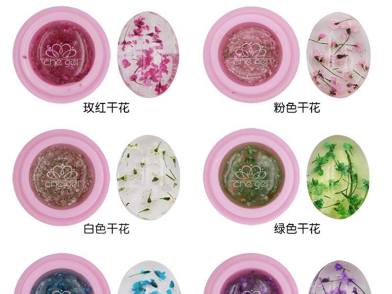 Gel hoa khô ẩn phụ kiện độc đáo đẹp lạ giúp trang trí móng xinh tuyệt vời. 6 màu cơ bản cute giúp thợ