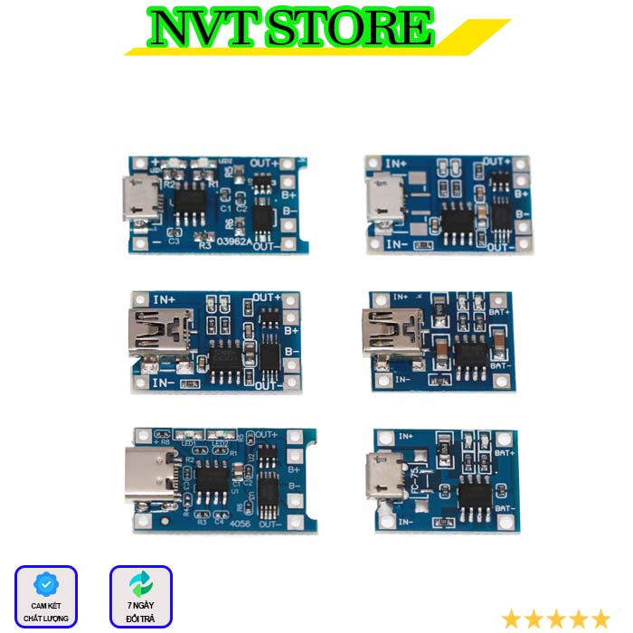 Mạch sạc pin lithium tp4056 có ic bảo vệ - cổng sạc micro/type c