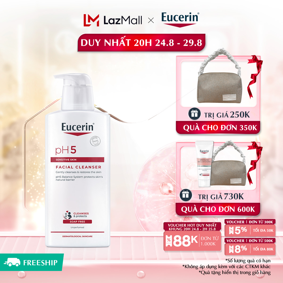 Sữa rửa mặt cho da nhạy cảm eucerin ph5 facial cleanser 400ml