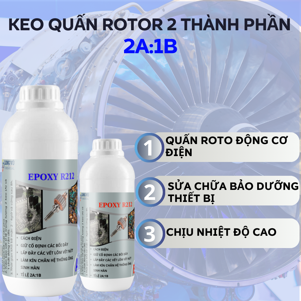 Keo ab 2 thành phần r212 - keo epoxy quấn rotor, keo phủ bảo vệ thiết bị điện tử