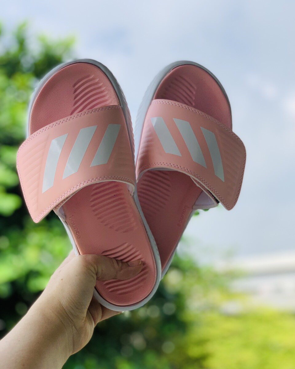 Dép alphabounce, Dép quai ngang Nam Nữ, dép quai ngang, dép thời trang ,dep nam,dep nu,dép quai ngang nam nữ, ,dép thể thao,dep the thao nam nu,dép nam nu 3 sọc hàng xịn 1.1 đế giày nhẹ màu hồng sọc trắng